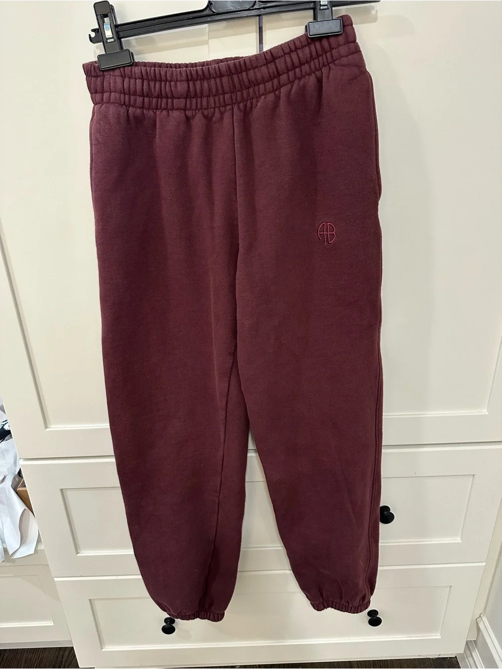 Anine Bing Kids Dark Burgundy Karter Joggers - Picture 5 of 12